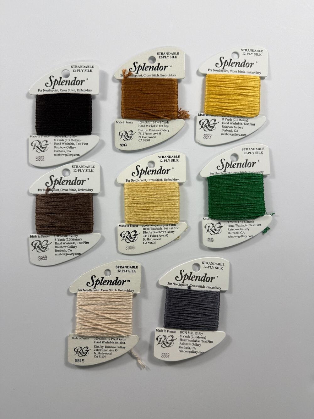 Lot of 8 Rainbow Gallery Splendor 12-Ply Silk Thread Needlepoint Cross Stitch